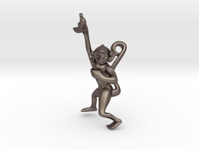 3D-Monkeys 072 in Polished Bronzed Silver Steel