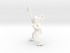 3D-Monkeys 072 in White Processed Versatile Plastic