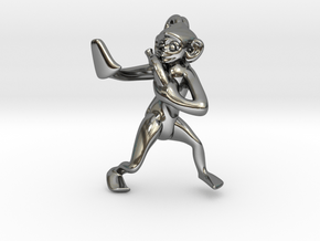 3D-Monkeys 073 in Fine Detail Polished Silver