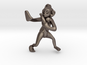 3D-Monkeys 073 in Polished Bronzed Silver Steel