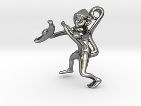 3D-Monkeys 074 in Fine Detail Polished Silver