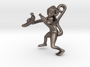 3D-Monkeys 074 in Polished Bronzed Silver Steel
