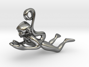 3D-Monkeys 076 in Fine Detail Polished Silver