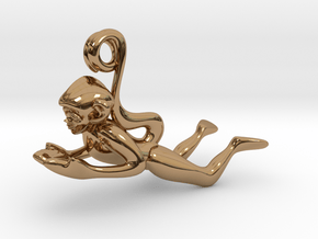 3D-Monkeys 076 in Polished Brass