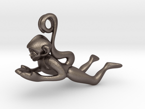 3D-Monkeys 076 in Polished Bronzed Silver Steel