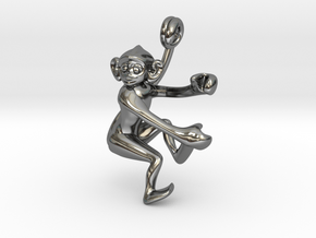 3D-Monkeys 078 in Fine Detail Polished Silver