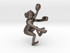 3D-Monkeys 078 in Polished Bronzed Silver Steel