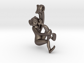 3D-Monkeys 082 in Polished Bronzed Silver Steel