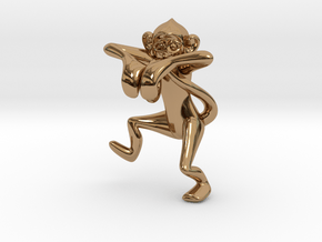 3D-Monkeys 086 in Polished Brass