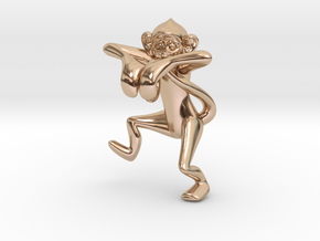 3D-Monkeys 086 in 14k Rose Gold Plated Brass