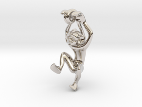 3D-Monkeys 088 in Rhodium Plated Brass