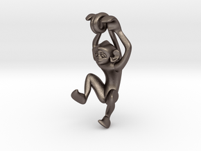 3D-Monkeys 088 in Polished Bronzed Silver Steel