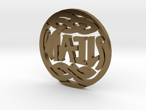 Heads and Tails Ambigram Coin in Polished Bronze