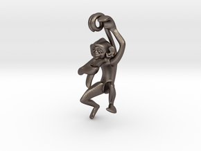 3D-Monkeys 089 in Polished Bronzed Silver Steel