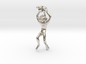 3D-Monkeys 090 in Rhodium Plated Brass
