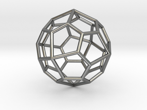 0322 Pentagonal Icositetrahedron E (a=1cm) #001 in Fine Detail Polished Silver