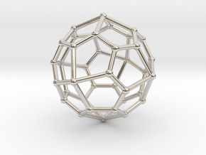 0323 Pentagonal Icositetrahedron V&E (a=1cm) #002 in Rhodium Plated Brass