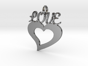 Love Heart Pendant in Polished Silver