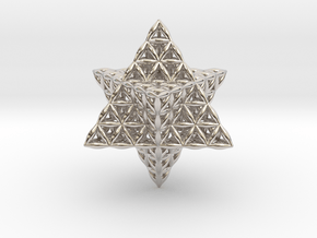 Flower Of Life Star Tetrahedron in Rhodium Plated Brass