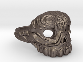 Dr.K Skull Ring Size 11 in Polished Bronzed Silver Steel