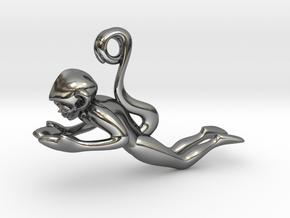 3D-Monkeys 091 in Fine Detail Polished Silver