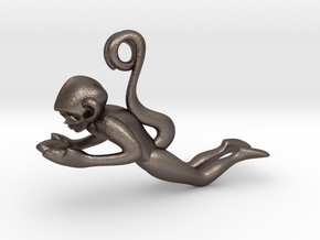 3D-Monkeys 091 in Polished Bronzed Silver Steel