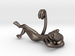 3D-Monkeys 092 in Polished Bronzed Silver Steel