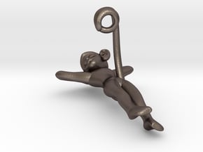 3D-Monkeys 094 in Polished Bronzed Silver Steel