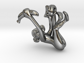 3D-Monkeys 096 in Fine Detail Polished Silver