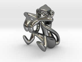 3D-Monkeys 097 in Fine Detail Polished Silver