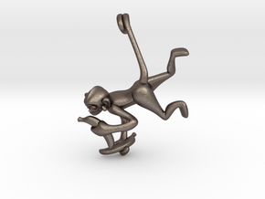 3D-Monkeys 098 in Polished Bronzed Silver Steel