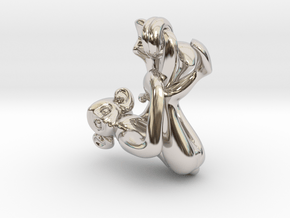 3D-Monkeys 099 in Rhodium Plated Brass