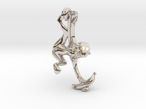 3D-Monkeys 100 in Rhodium Plated Brass