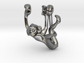 3D-Monkeys 107 in Fine Detail Polished Silver