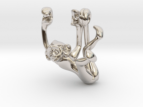 3D-Monkeys 107 in Rhodium Plated Brass