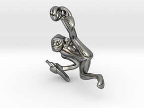 3D-Monkeys 119 in Fine Detail Polished Silver