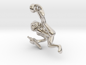 3D-Monkeys 119 in Rhodium Plated Brass