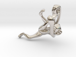 3D-Monkeys 120 in Rhodium Plated Brass