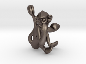 3D-Monkeys 133 in Polished Bronzed Silver Steel