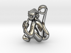 3D-Monkeys 134 in Fine Detail Polished Silver