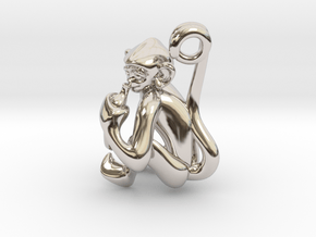 3D-Monkeys 134 in Rhodium Plated Brass