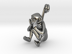 3D-Monkeys 135 in Fine Detail Polished Silver