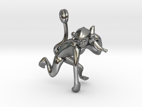 3D-Monkeys 137 in Fine Detail Polished Silver
