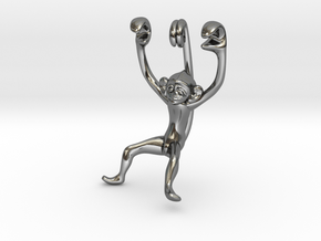 3D-Monkeys 138 in Fine Detail Polished Silver