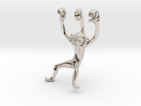 3D-Monkeys 138 in Rhodium Plated Brass