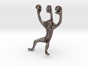 3D-Monkeys 138 in Polished Bronzed Silver Steel