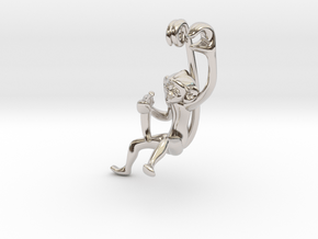 3D-Monkeys 139 in Rhodium Plated Brass