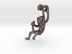 3D-Monkeys 139 in Polished Bronzed Silver Steel