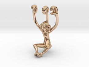 3D-Monkeys 141 in 14k Rose Gold Plated Brass