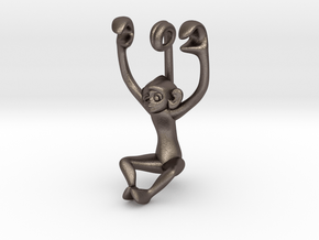 3D-Monkeys 141 in Polished Bronzed Silver Steel